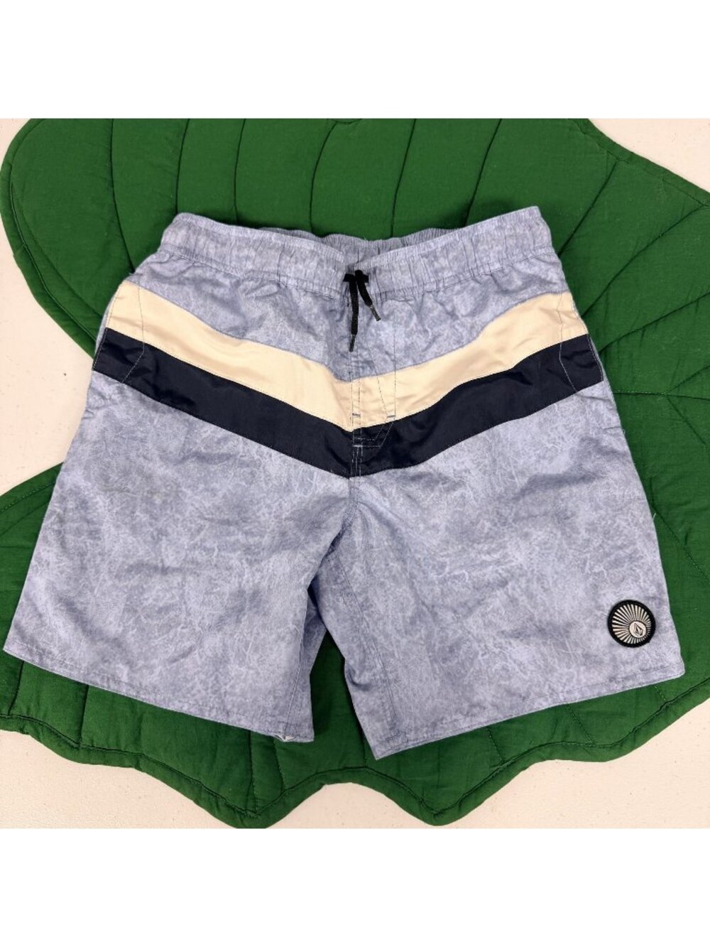 Volcom Boys Medium 10/12 Blue Color Block Swim Trunks Shorts